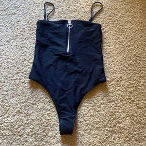 NWT! Frankie’s Bikinis Flash High Leg One Piece Black - S